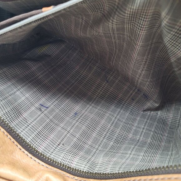 FOSSIL Brown Leather Laptop Bag Satchel  Messenger Shoulder Strap y2k acadamia - Picture 13 of 16